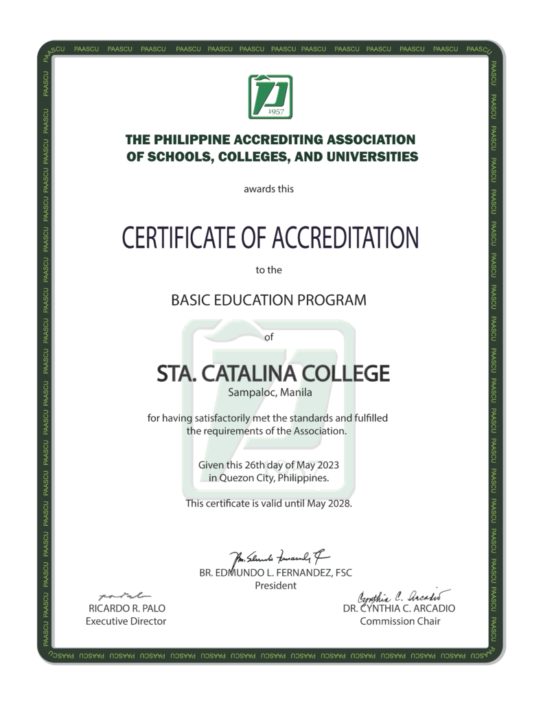 PAASCU Certificate